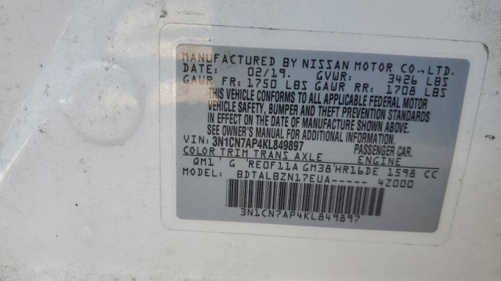 Nissan Versa S 2019