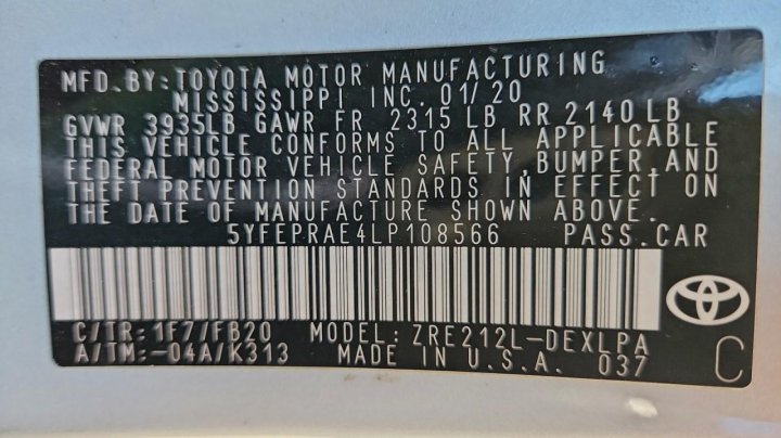 Toyota Corolla  2020