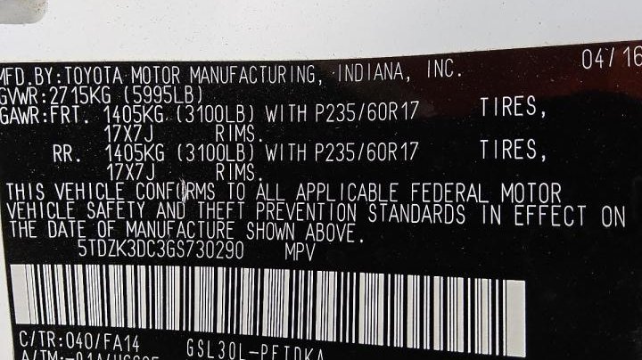 Toyota SIENNA  2016