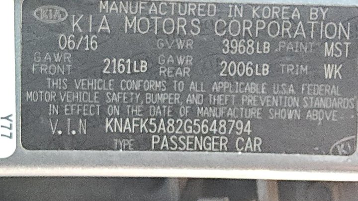 KIA FORTE  2016