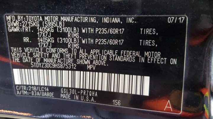 Toyota SIENNA XLE 2017
