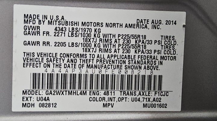 Mitsubishi OUTLANDER SPORT ES 2015
