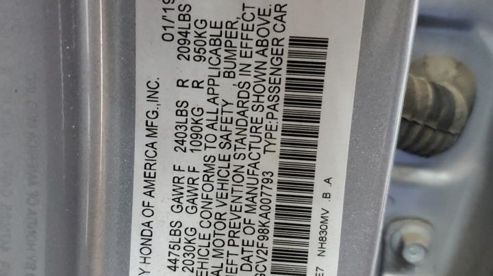 Honda Accord TOURING 2019