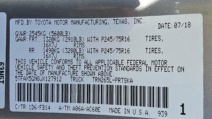 Toyota TACOMA DOUBLE CAB 2018