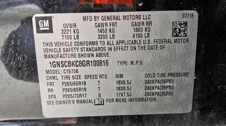 Chevrolet Tahoe C1500 LT 2016