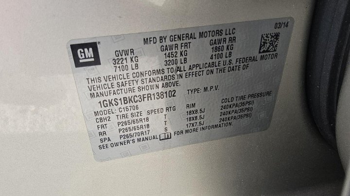 GMC YUKON SLT 2015