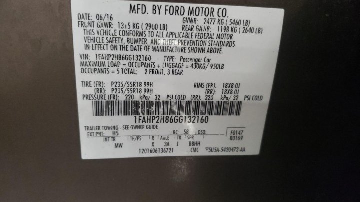 Ford TAURUS SEL 2016