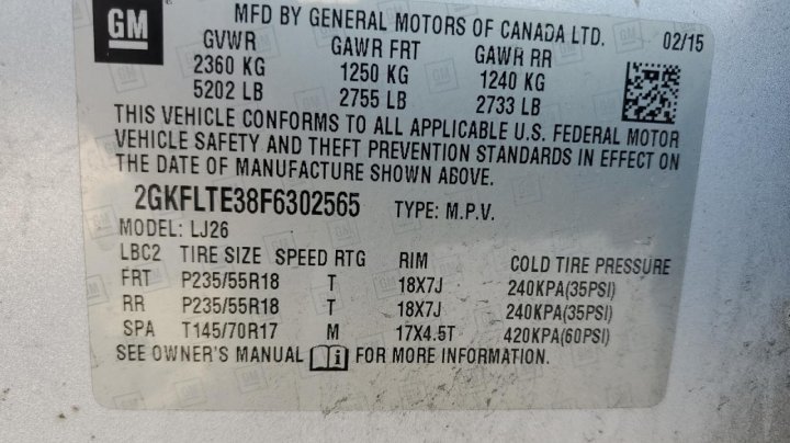 GMC TERRAIN SLT 2015