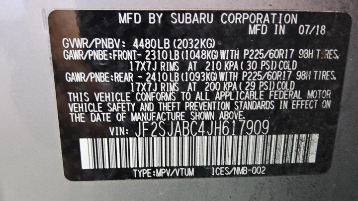 Subaru Forester 2.5I 2018