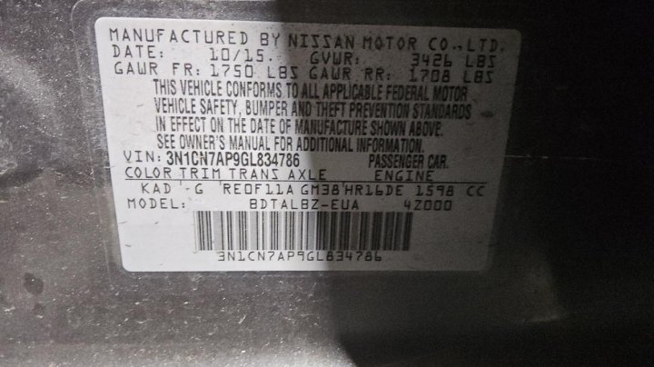 Nissan Versa S 2016