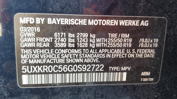 BMW X5 XDRIVE35I 2016