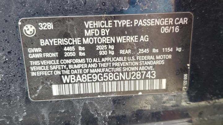 BMW 3 Series I SULEV 2016