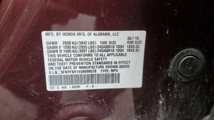 Honda Pilot LX 2016