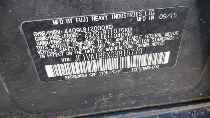 Subaru WRX  2016