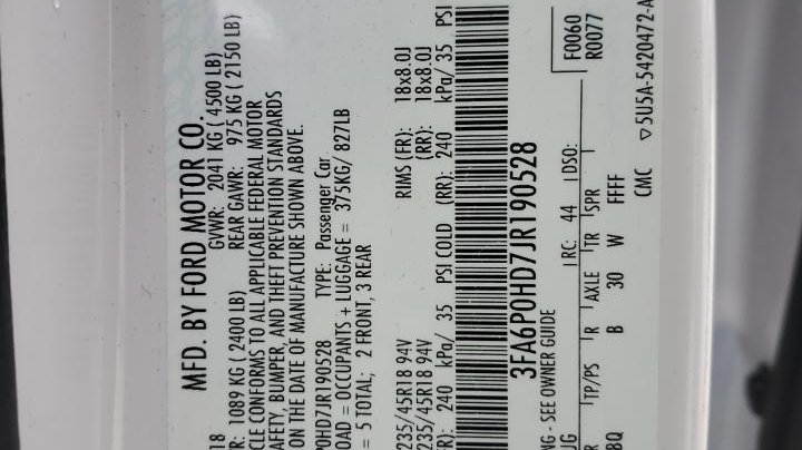 Ford FUSION SE 2018