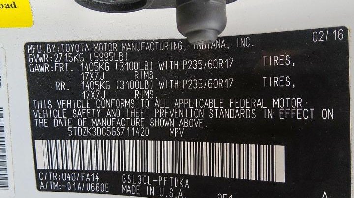 Toyota SIENNA  2016
