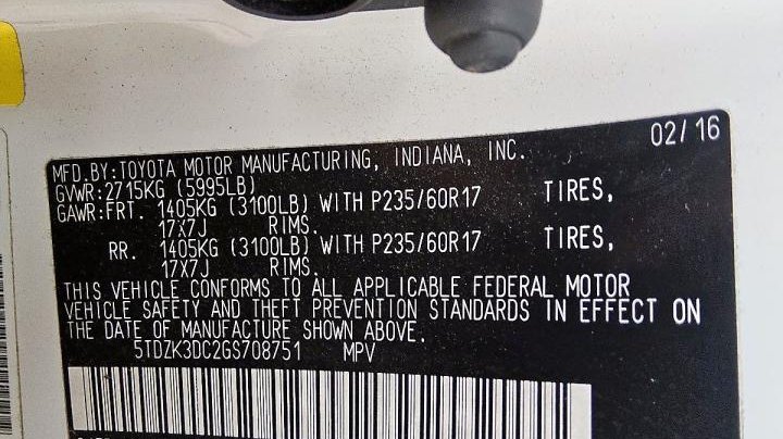 Toyota SIENNA  2016