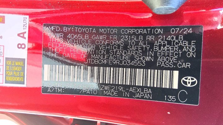 Toyota Corolla Hybrid Le 2024
